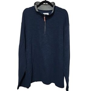 Goodfellow & Co Mens XXL Navy Blue Slub Knit Quarter Zip Pullover Sweater NWT